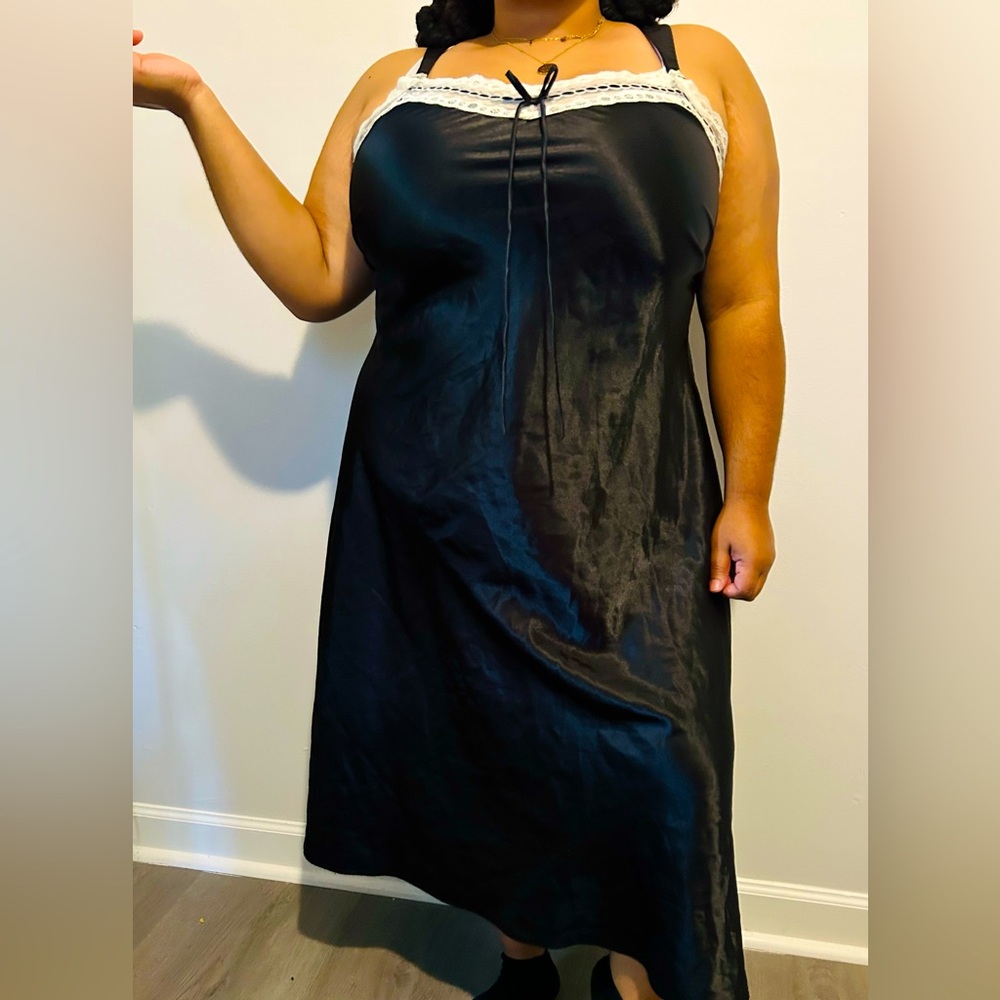 Black Satin Slip Dress